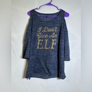 Yandy Navy and Gold Off-the-Shoulder Sweater